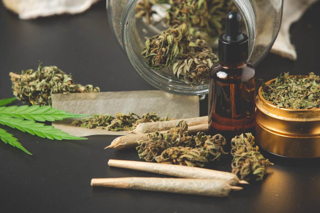 marijuana buds with marijuana joints cannabis oil
